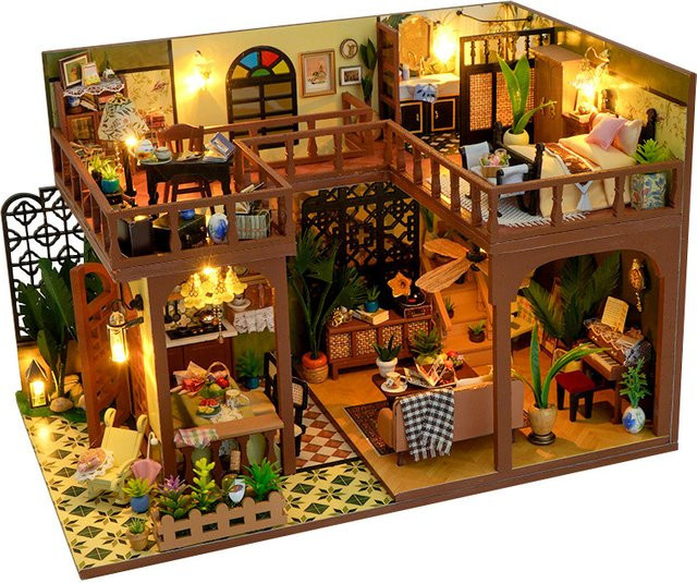 StartCabin DIY Mini Holz Puppenhaus Möbel Set mit Licht Kit in Multicolour - Bild 1