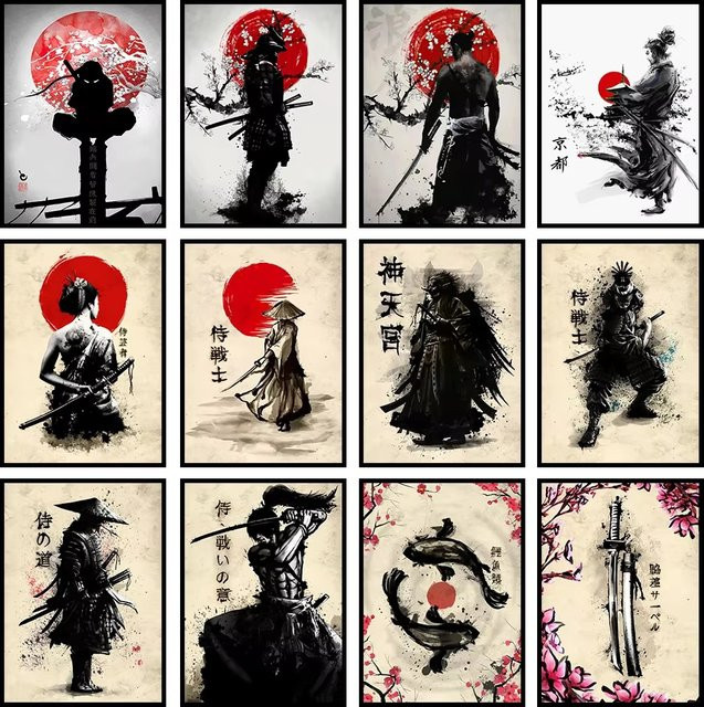 KAYOU 5D Diamantmalerei DIY Set Japanische Samurai-Ninja Aquarell Mosaik als Heimdekoration in Multicolour B/H/T: 30,0 x 20,0 x 12,0 cm - Bild 1
