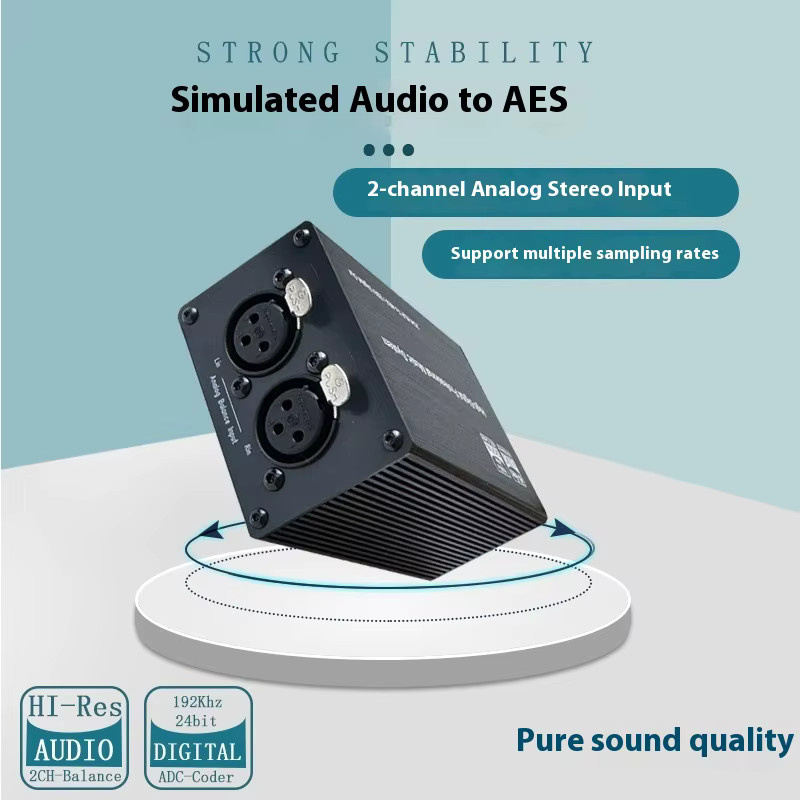 Nvarcher Stereo Analog-zu-Digital-Audio-Konverter AES Digital-Encoder mit symmetrischem Eingang, 24bit, 192Khz, Schwarz - Bild 3