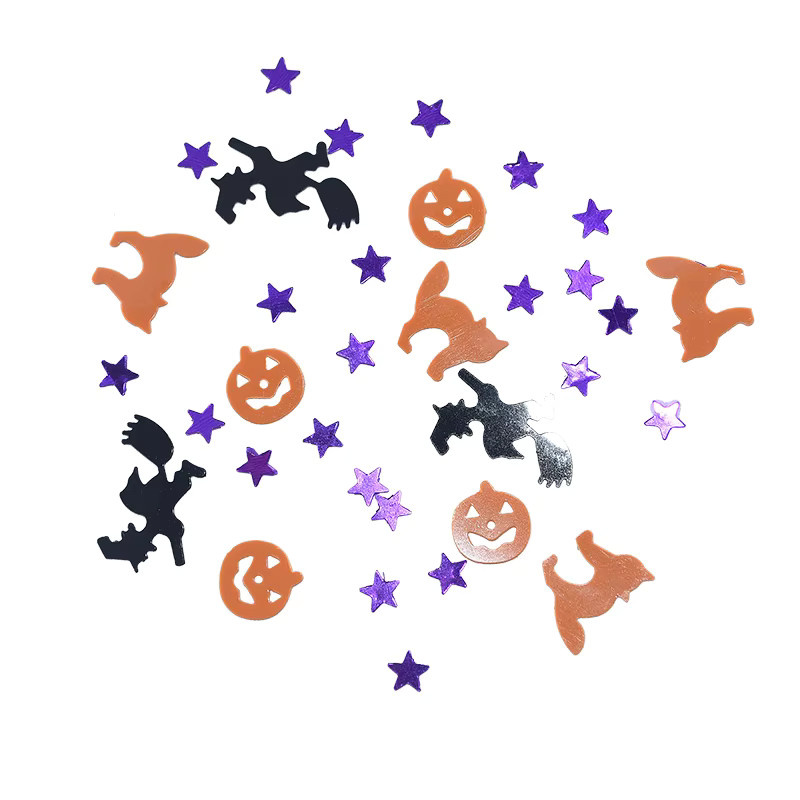 YONGSNOW Halloween Konfetti Tischstreusel in Schwarz und Orange mit Motiven wie Katze, Spinne, Totenkopf und Kürbis, 15 g - Bild 2