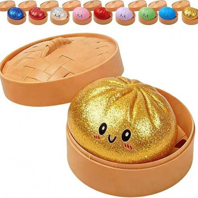 Binchi Outdoor Equipment Teigtaschen mit Dampfbrötchen Quetschspielzeug, Weiches Stressabbau Kristall Squishy Fidget Sensorisches Spielzeug - Bild 1