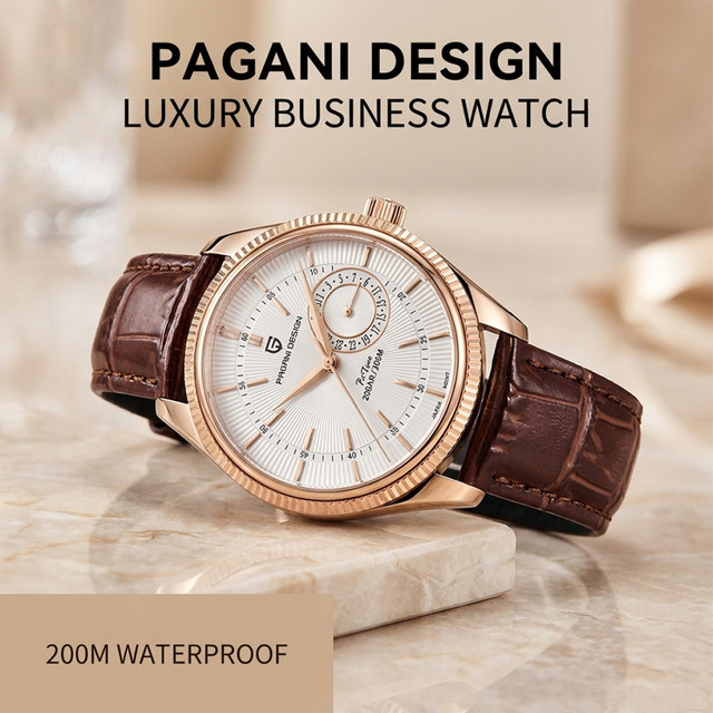 PAGANI DESIGN Armbanduhr, Quarz, Edelstahl, Gold, Saphirglas, 40 mm, Herren - Bild 1
