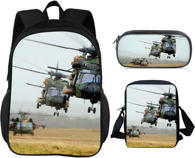 Fancy Style Studio 3-teiliges Set aus Helikopter-Rucksack, Federmäppchen und Umhängetasche in Multicolour - Bild 1