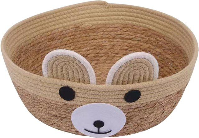TOMTOP JMS Katzenbett aus Rattan im Bärenmodell, Beige, Boho-Stil mit abnehmbarem Bezug - Bild 1