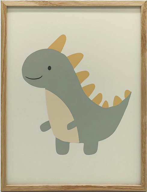 Plakat Dinosaurier im Lächeln von iKable mit schwarzem Aluminiumrahmen, Breite: 40 cm, Höhe: 50 cm - Bild 1