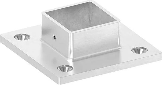 FeNau Wand- und Bodenanker aus Edelstahl V4A für Rohre 40x40 mm in Silber mit 4 Bohrungen Ø 6,5 mm - Bild 1