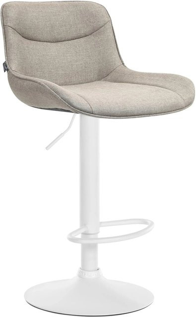 DELUKE Barhocker RAGAD höhenverstellbarer Barstuhl mit Lehne und 360 Grad Drehbarkeit in Taupe und Weiß, B/T/H: 49 x 51 x 85 cm - Bild 1