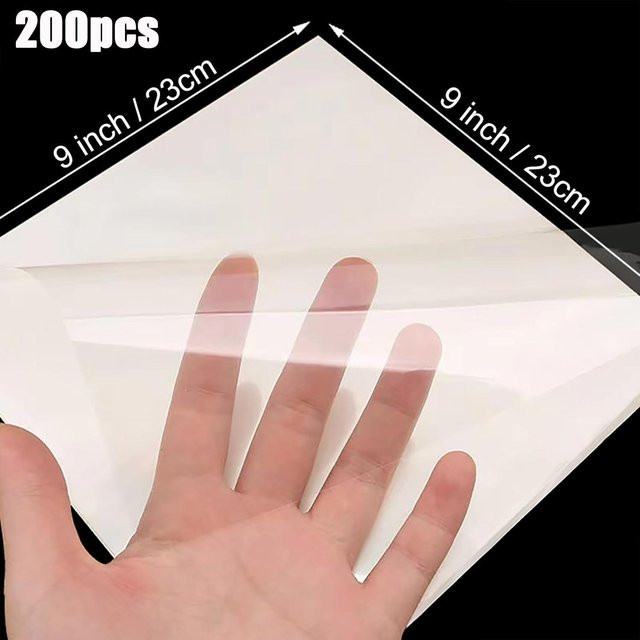 200 Stück SZGTQ-001 Klarsicht-Zellophan in Weiß, B/B: 23 x 23 cm, transparentes Geschenkpapier für Süßigkeiten, Snacks und Kuchen - Bild 1
