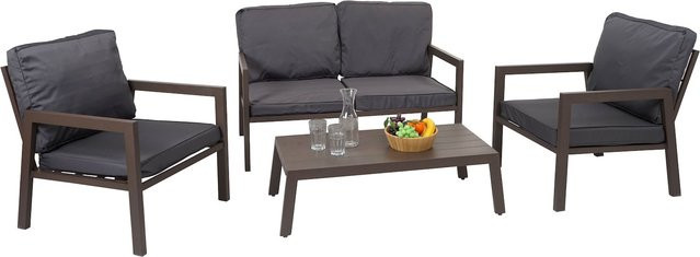 MCW Gartenlounge Garnitur L64 Lounge-Set aus Metall mit grauen Sitz- und Rückenpolstern - Bild 1