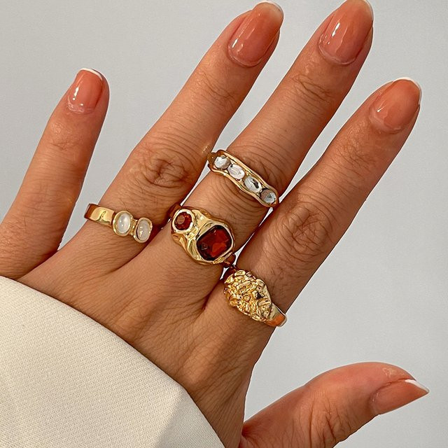 Ingemark Ring-Set Boho, Metall, Gold, Kristall, Damen - Bild 1