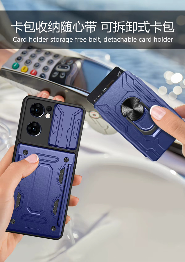 Magnetische Handyhülle für OPPO Reno 6 5 7 Reno 8 Pro Plus F21 Pro Find X3 X5 Lite mit Kartensteckplatz und rotierbarem Autohalter - Bild 3