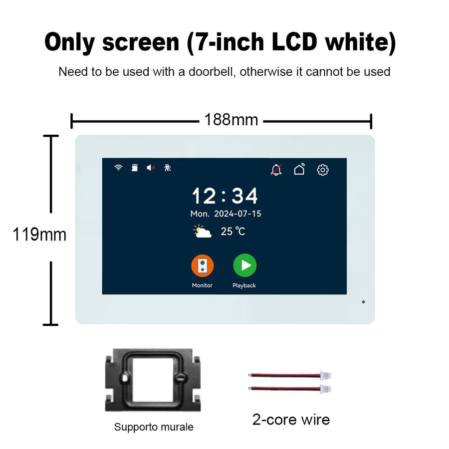 Tuya Smart Video-Gegensprechanlage 2-Draht-System in Schwarz mit optionalem 7 oder 10 Zoll LCD-Display - Bild 3