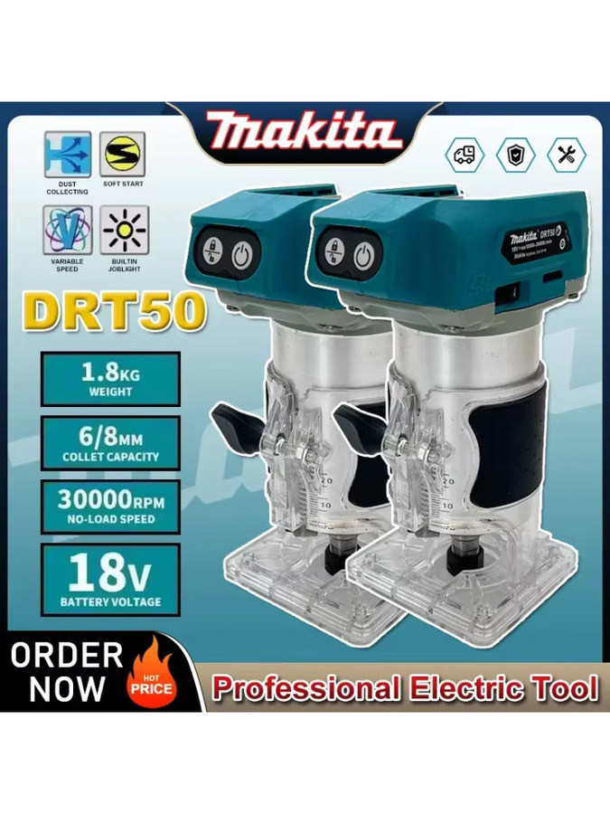 Makita DRT50 Akku-Trimmer bürstenlose Trimmmaschine für Holzarbeiten und Gravuren - Bild 4
