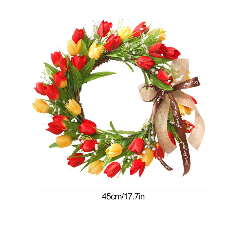 Bunte künstliche Tulpen-Girlande mit Sternen als hängende Wanddekoration für Frühling und Sommer, mehrfarbig - Bild 6