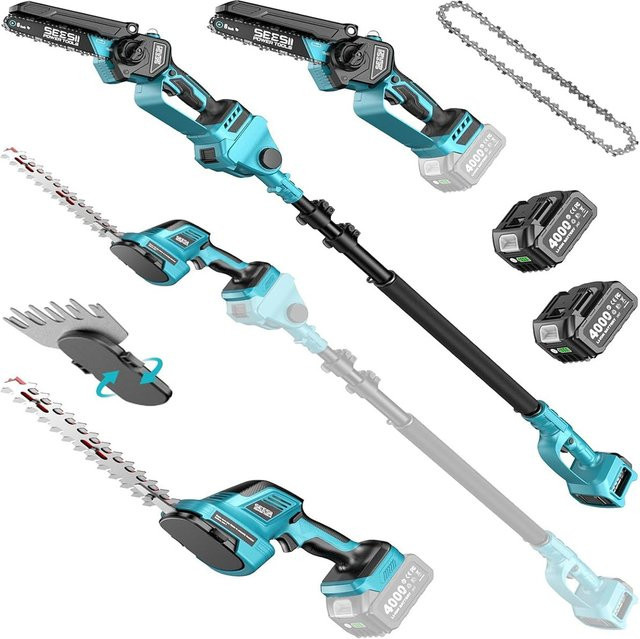 Seesii 6-in-1 Gartenwerkzeug-Set mit Teleskopstange, elektrischer Heckenschneider und Strauchschere, kompatibel mit Makita 18V Akku - Bild 1