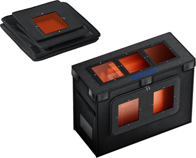 LONGER Faltbares Lasergravierer-Gehäuse in Schwarz mit Lüfter und Abluftschlauch für Nano und Nano Pro Laserschneider, B/T/H: 73,15 x 54,86 x 38,1 cm - Bild 1
