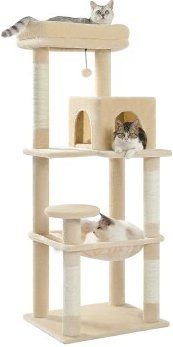 Pawz Road Kratzbaum XL für große Katzen mit Hängematte in Beige - Bild 1