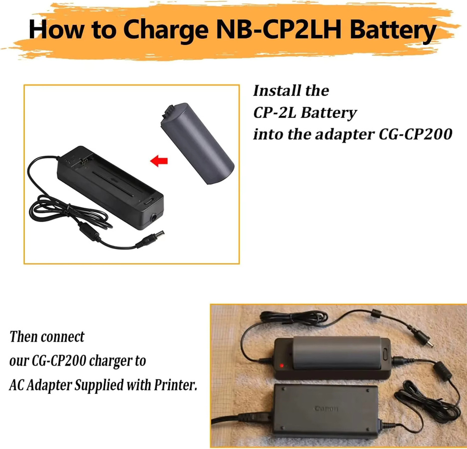 Canon NB-CP2LH NB-CP2L Akku Set mit Ladegerät 2000mAh in Schwarz für SELPHY CP1500 CP1300 CP900 CP800 CG-CP200 NB-CP1L - Bild 2