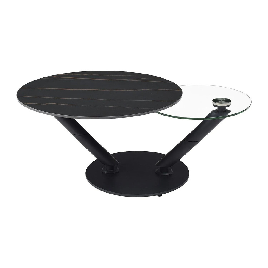 Couchtisch Eldova in Schwarz und Transparent mit Keramik in Marmor-Optik, Breite: 130 cm, Tiefe: 80 cm - Bild 2