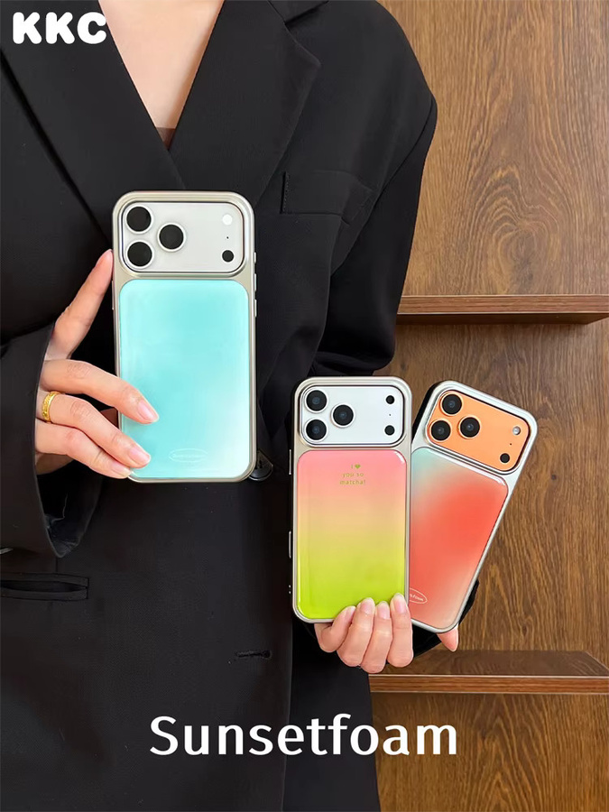 DecoPhone Handyhülle im koreanischen minimalistischen Stil mit Farbverlauf und Anti-Sturz-Kanten für iPhone XR bis iPhone 17 Pro Max, Multicolour/Silber - Bild 3