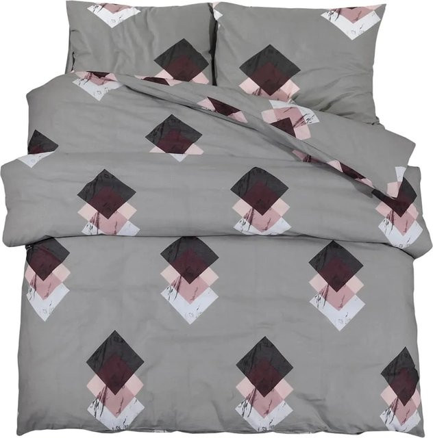 vidaXL Bettwäsche-Set aus Baumwolle in Grau, Deckenbezug 140 x 200 cm und Kissenbezug 60 x 70 cm - Bild 1