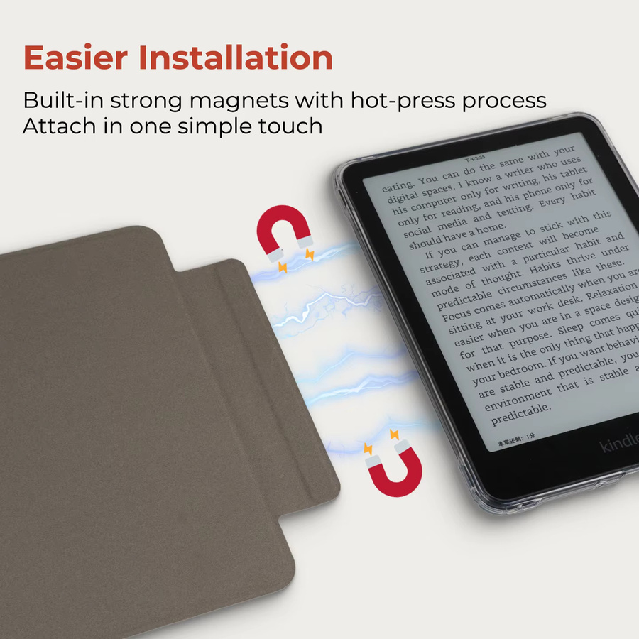 Twosheep Kindle Hülle mit transparenter Rückseite und magnetisch abnehmbarem Cover für Kindle Paperwhite 12. 11. 10. und 7. Generation in transparentem Design - Bild 2