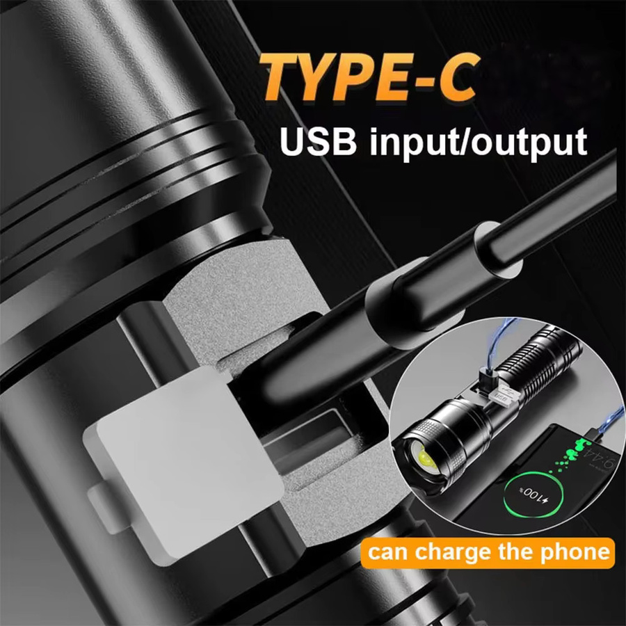 KDULIT USB wiederaufladbare LED-Taschenlampe in Schwarz für Outdoor und Garten - Bild 3