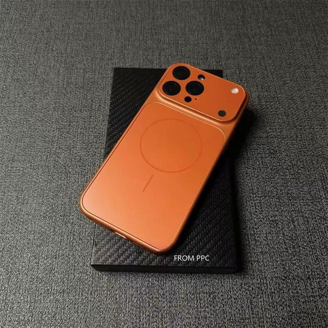Glas Nano Original Mattes Case für Apple iPhone 17 16 15 Pro Max in Orange mit magnetischer Funktion für kabelloses Laden - Bild 1