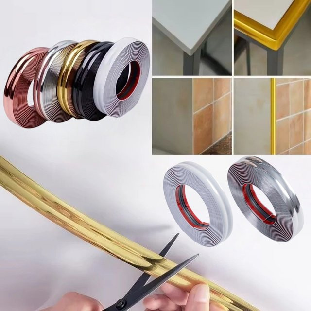 Selbstklebender Eckenschutz Streifen aus PVC in Gold für Wand, Tisch und Möbel, Breite: 2 cm - Bild 1