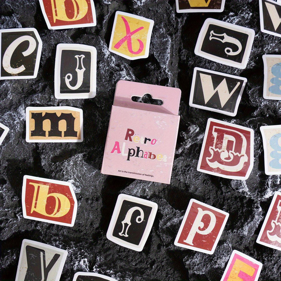52 Stück Vintage Buchstabenaufkleber A-Z in Multicolour für Scrapbooking und DIY-Dekoration aus Papier - Bild 3