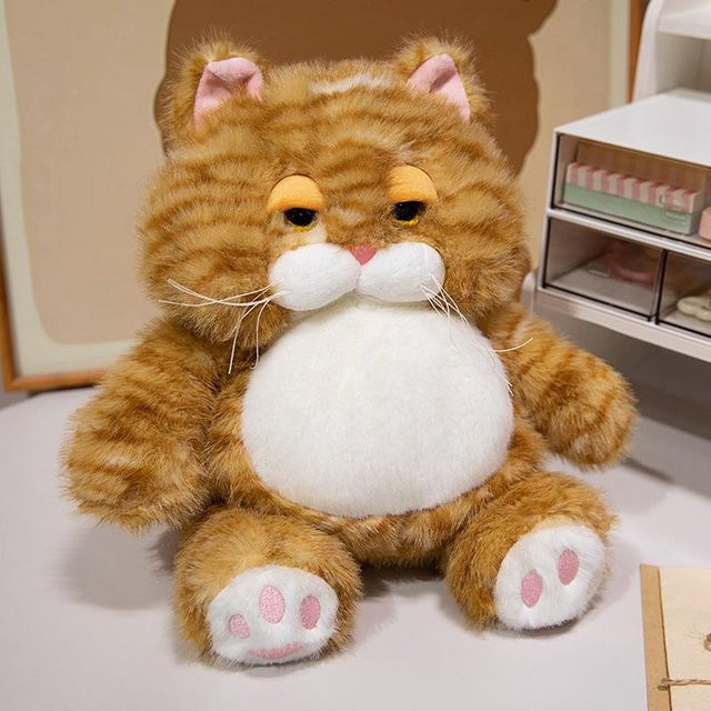 Niedliche simulierte fette Katze Puppe Plüschtier, Orange/Grau/Braun, ab 14 Jahre - Bild 1