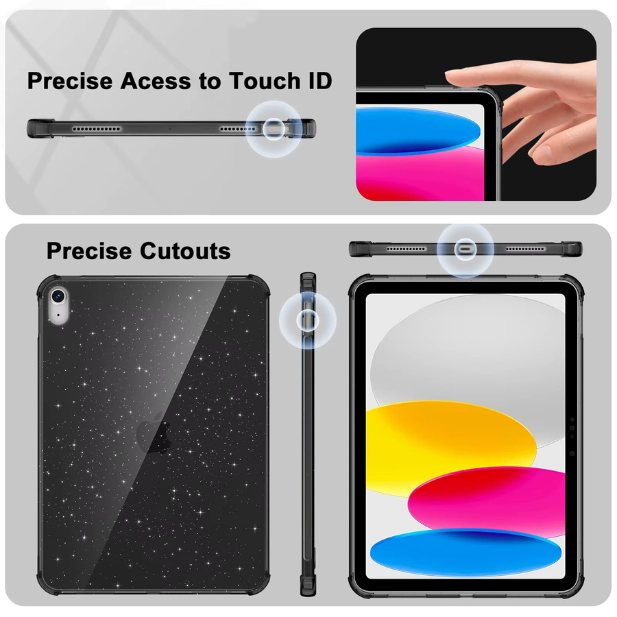 TZION TPU Schutzhülle mit Air Bumper für Apple iPad in Schwarz Glitzer - Bild 3