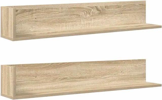 vidaXL Wandregale 2er-Set Sonoma-Eiche aus Holzwerkstoff, B/T/H: 100 x 16,5 x 16,5 cm - Bild 1