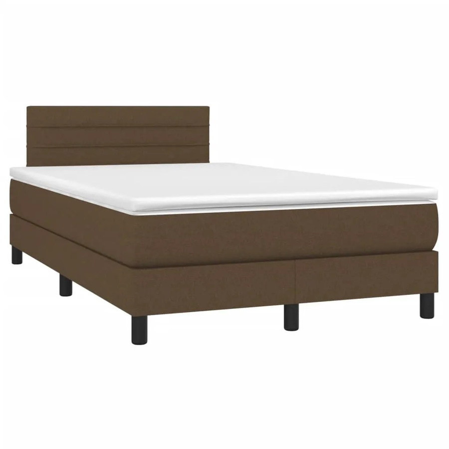 vidaXL Boxspringbett mit Matratze in Dunkelbraun, Hybridbett mit LED-Unterbettbeleuchtung und USB-Ladeanschluss, B/T: 120 x 200 cm - Bild 2