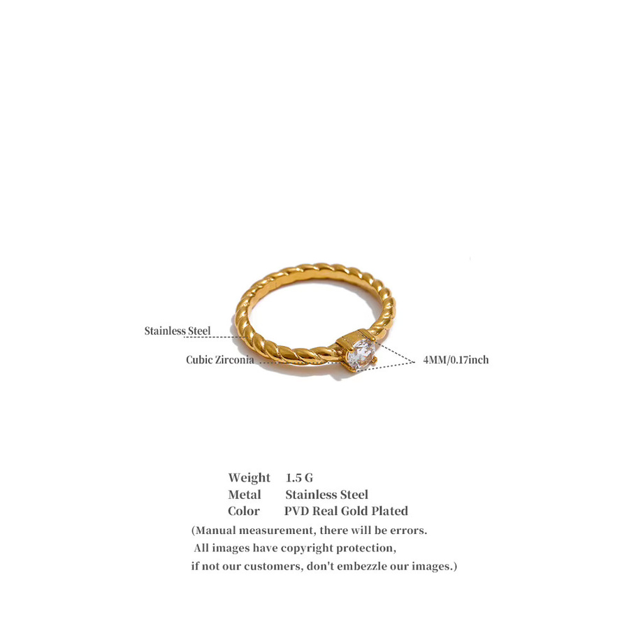 Yhpup Edelstahl-Ring, Gold, Zirkonia, Damen - Bild 2
