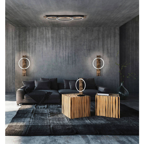 Eglo LED-Tischleuchte Boyal in Schwarz und Braun aus Stahl und Holz, rustikales Design - Bild 2