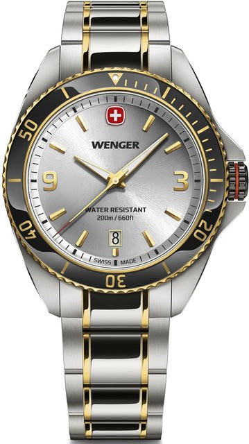Wenger Herrenuhr, Quarz, Edelstahl, 40 mm, 20 ATM, Silber - Bild 1