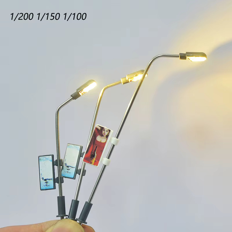 5er Set Miniatur Werbung Lichter, LED Straße Lampe, Modell Kit, Metall - Bild 2