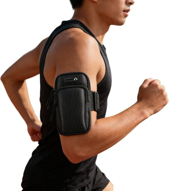 VIKEFON Handy Halter Tasche aus PU Leder mit Armband und Laufstasche für Kopfhörer in Pink oder Schwarz - Bild 1