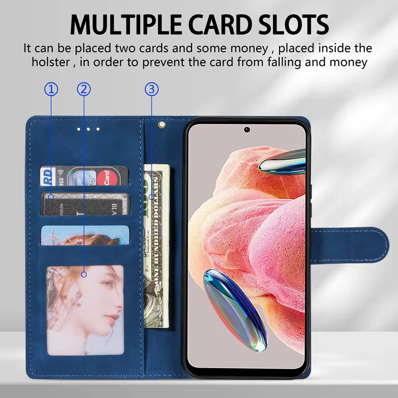 Lederhülle im Brieftaschen-Design mit Kartenfach und Magnetverschluss für Xiaomi in Blau - Bild 2