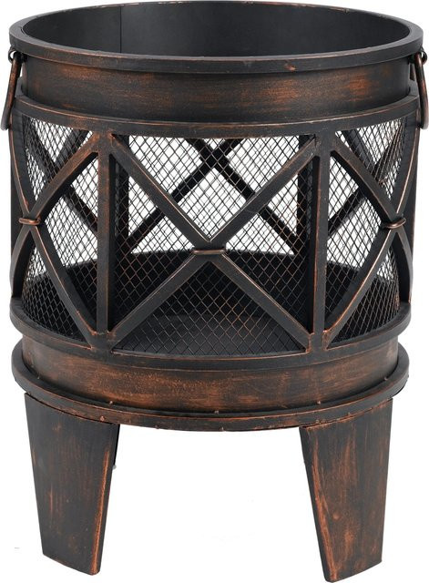 Tepro Feuerstelle Gracewood in Schwarz/Bronze mit Funkenschutz und Grillfläche, Höhe: 53 cm, Durchmesser: 40 cm - Bild 9