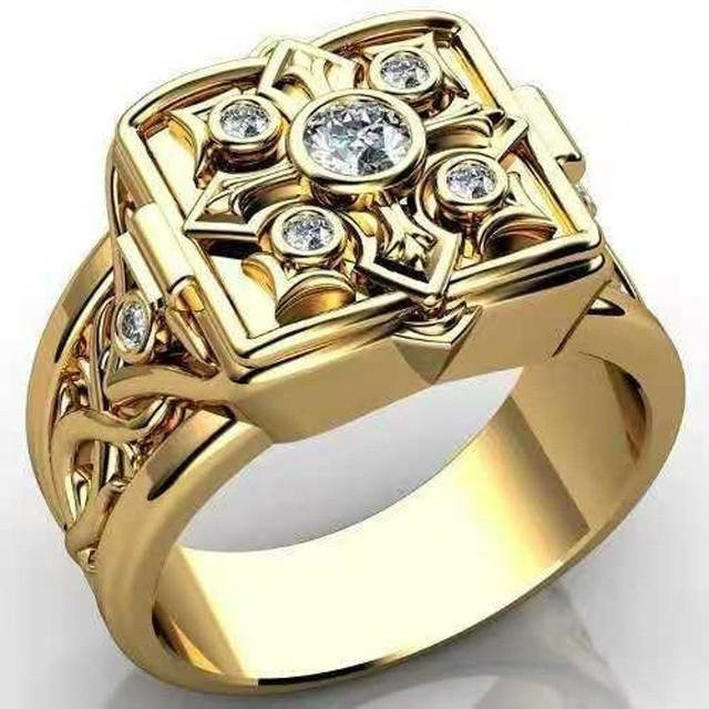 Allbestart Ring Messing, vergoldet, Gold, Zirkonia, Herren - Bild 1