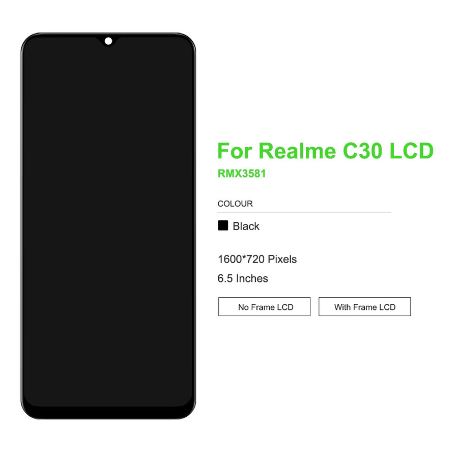 LCD-Display Touchscreen mit Rahmen für Oppo Realme C30 RMX3581 RMX3623 in Schwarz, 6.5 Zoll - Bild 3