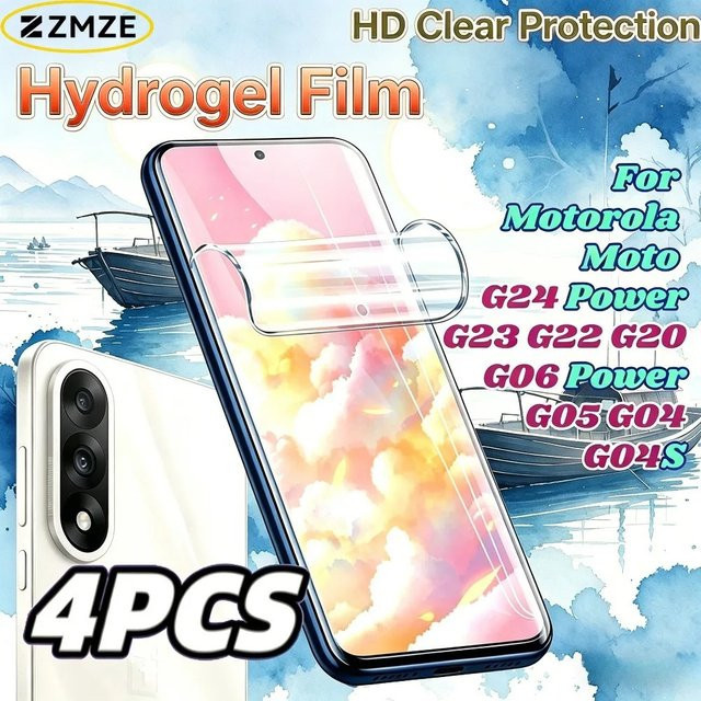 4 Stück SnakeGlass Hydrogel-Displayschutz für Motorola Moto G06 G24 Power G23 G22 G20 G05 G04 G04S Serie, HD klar und transparent - Bild 1