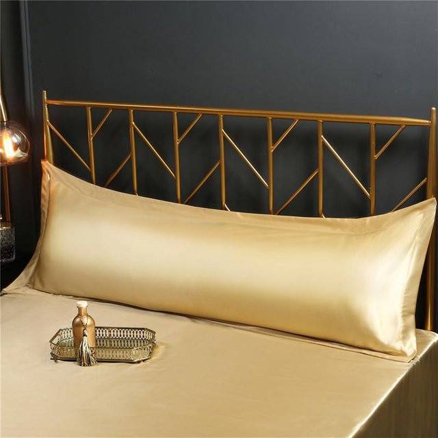 HomeHarmony Reversible Maulbeerseide-Kissenbezüge für Paare, kühlend, Farbe: Kamelfarben/Beige/Gold, B: 48 cm, L: 150 cm - Bild 1