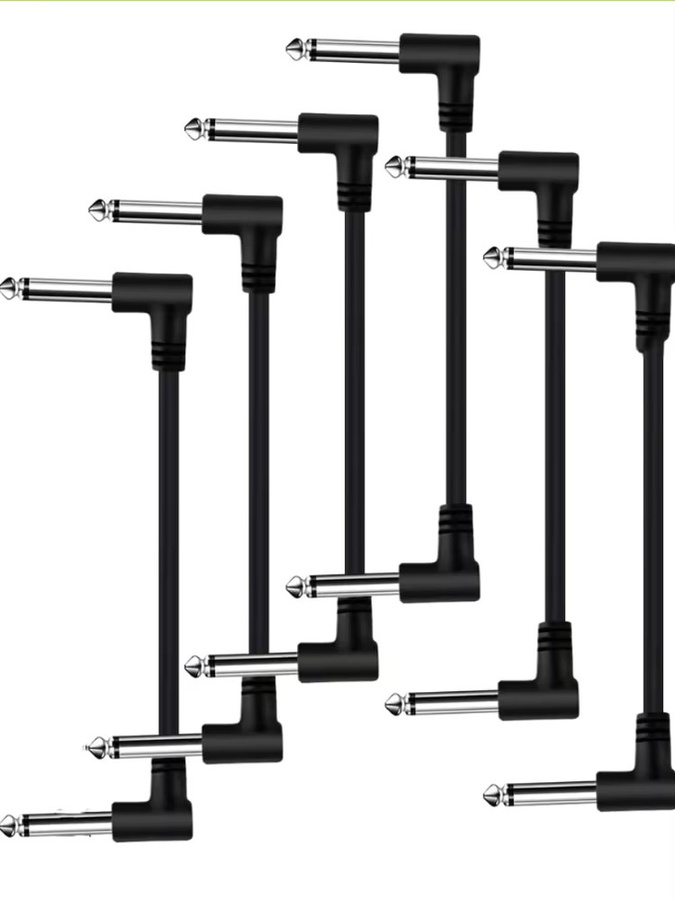 YOUYAN Gitarreneffektpedalkabel mit 6,35 mm 1/4 Zoll Klinkenstecker, rechtwinkliges Audiokabel aus Kupferdraht, Schwarz - Bild 4