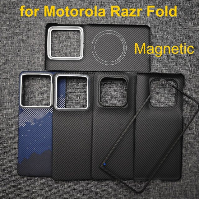 Carbon-Aramid-Faser Magnet-Schutzhülle für Motorola Razr Fold in Schwarz - Bild 1