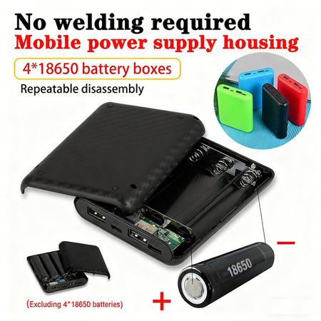 Tragbare DIY Power Bank Box von occkic für 4x 18650 Batterien, Schnelles Laden, Green