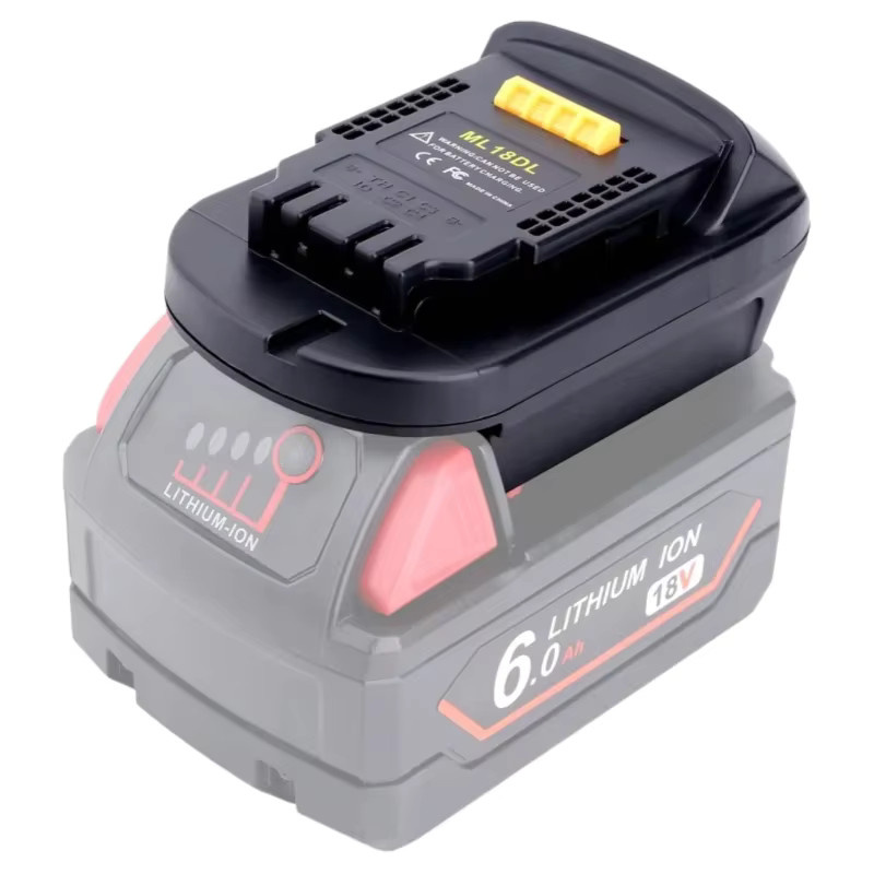 ML18DL Lithium-Batterie-Konverter-Adapter für Milwaukee 18 V M-18 Li-Ion Akkus auf Dewalt 20 V Elektrowerkzeuge, Schwarz - Bild 2