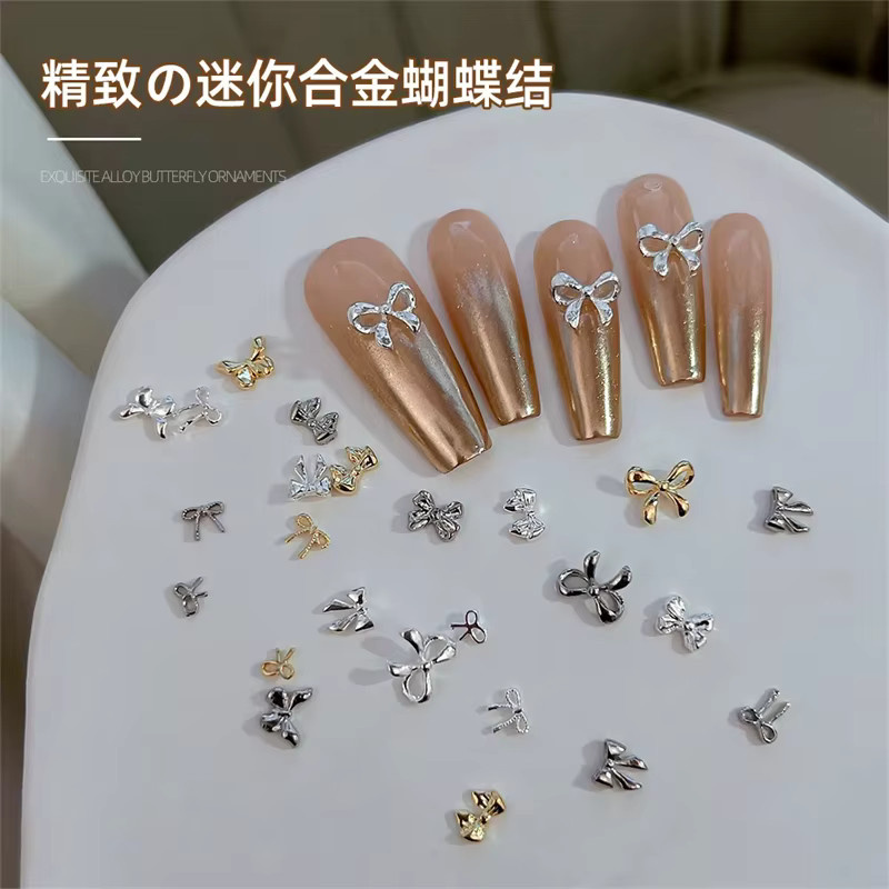 Rhstoe Nail Art Zubehör, Schmetterling und Schleife, Gold und Silber, 20 Stück - Bild 2